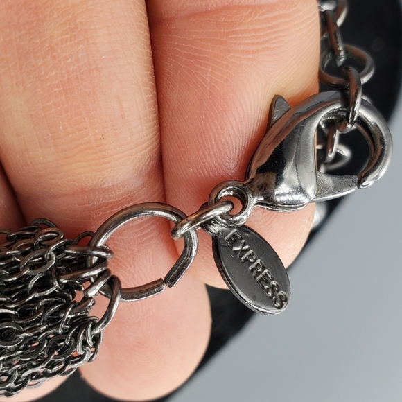 Express Gunmetal Silvertone Cuban Chain Link Necklace - Picture 4 of 4